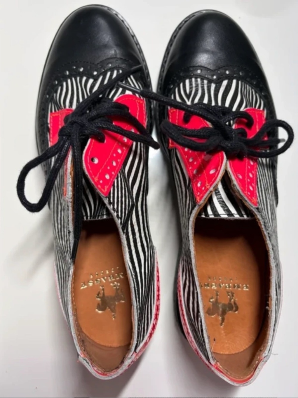 Embassy Black & pink zebra print Oxford shoes
